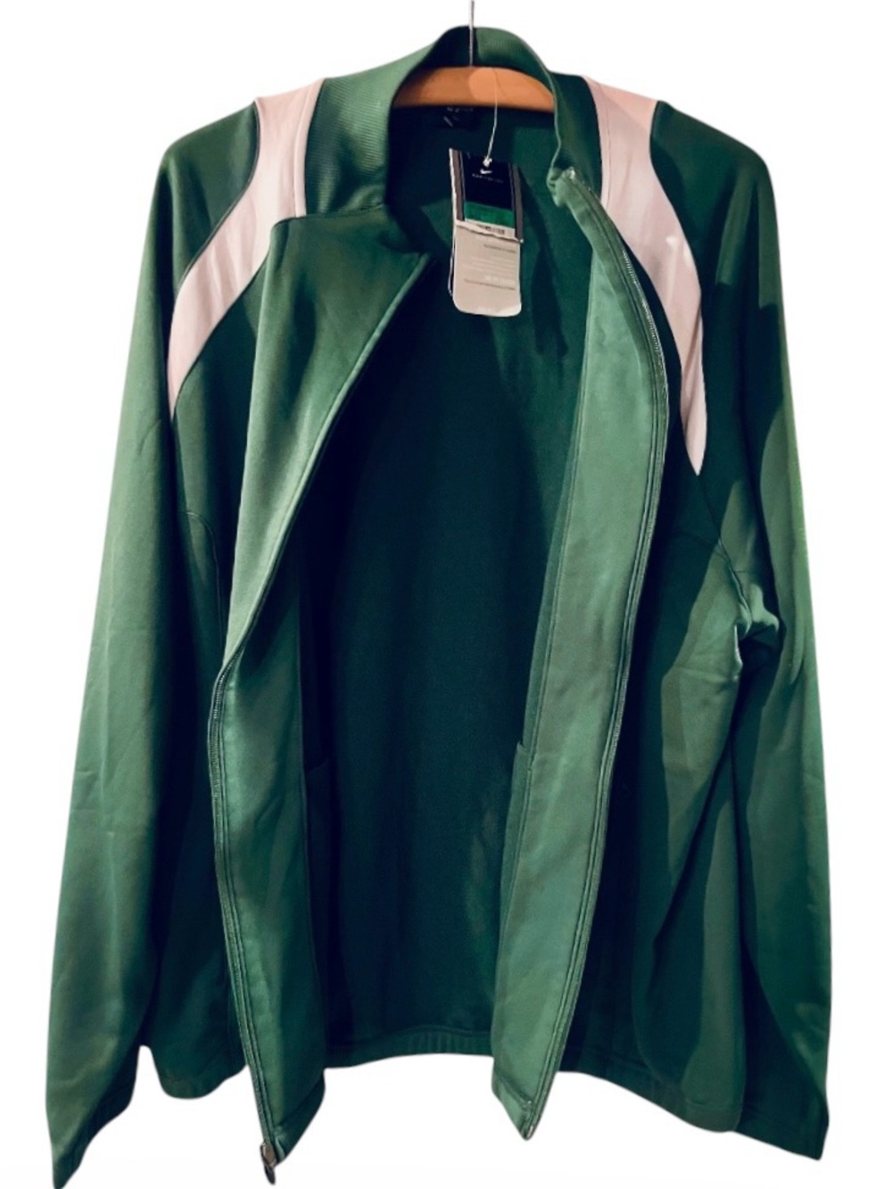 Vintage Nike Track Jacket Dri-Fit Knit Men’s XL Kelly Green w/White Full Zip NWT